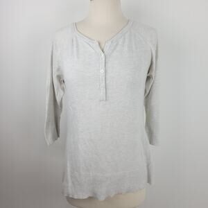 Columbia Gray Henley Half Button Pullover Sweater 3/4 Sleeves Size Small Women's